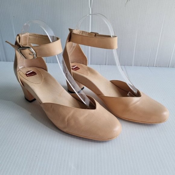 Bared Footwear Nude Leather Round Toe Block Heel Shoes Size 38 - Picture 2 of 13